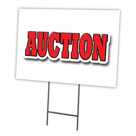 SIGNMISSION Auction Yard Sign & Stake outdoor plastic coroplast window, C-1824 Auction C-1824 Auction